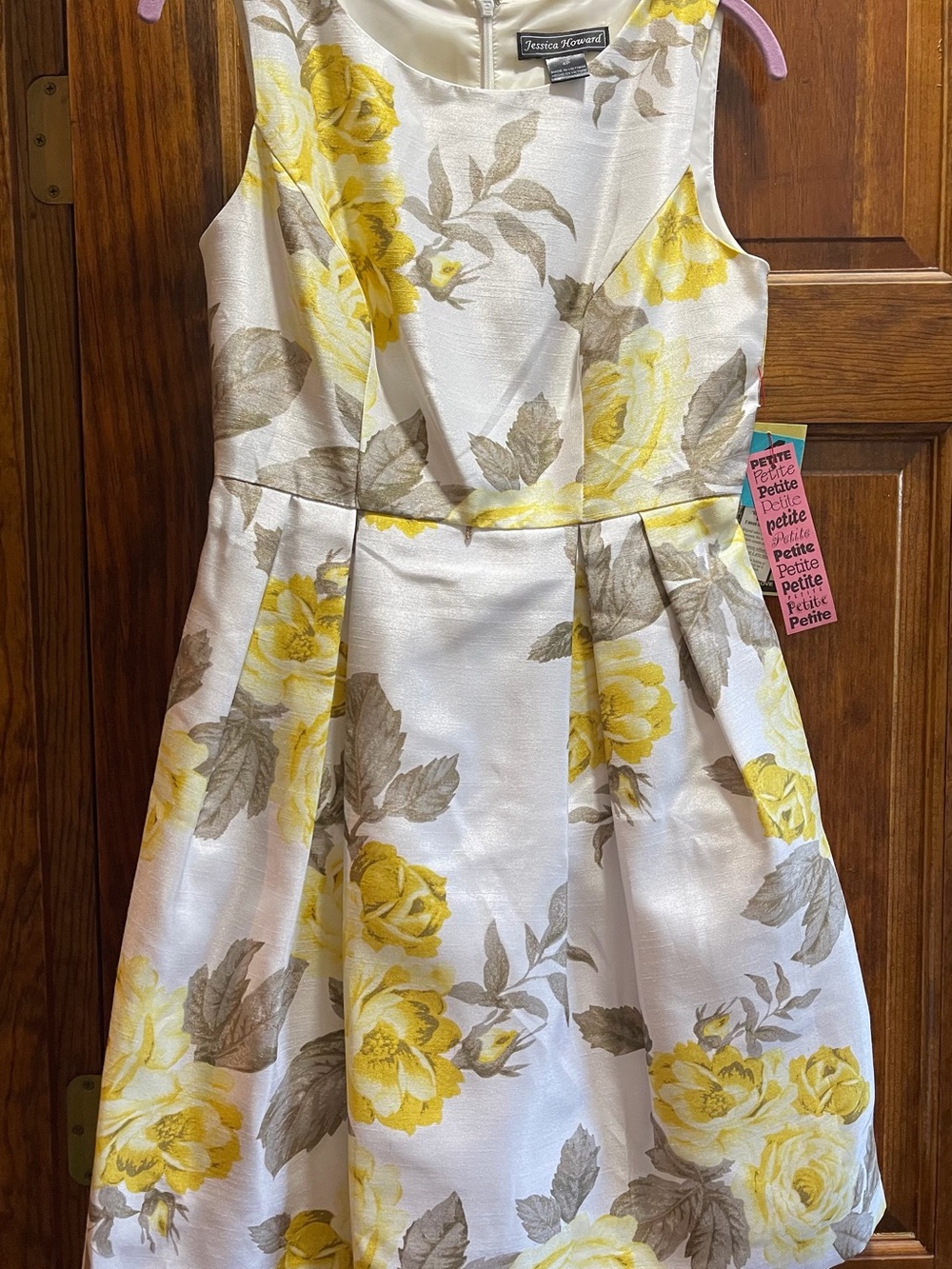 Jessica Howard Yellow and Gray Floral Fit-and-Flare Dress